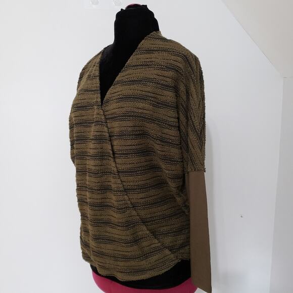 NWT Chalet Moss Green Striped Long Sleeve Wrap Sweater - Picture 5 of 12